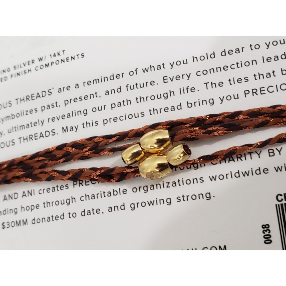 Alex and Ani Precious Threads Necklace 925 Silver 14K Gold Plated Orange Black - Picture 4 of 4
